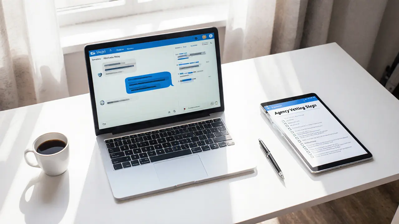 Workspace showing encrypted messaging app and privacy checklist.